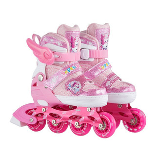 超级飞侠 轮滑鞋儿童闪光轮溜冰鞋女童初学者可调旱冰鞋直排轮女童滑冰鞋男