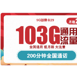 China unicom 中国联通 5G新惠卡 29元/月