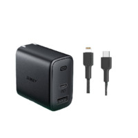 AUKEY 傲基科技 PA-F3S 手机充电器 USB-A/Type-C 32W+MFi认证 Type-C转Lightning 数据线 1.2m 黑色