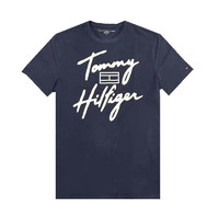 TOMMY HILFIGER 汤米 男士新款短袖圆领LOGO休闲打底衫T恤 美码偏大一码