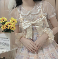 with puji 噗叽 Lolita洛丽塔 夏日蜜桃 蕾丝珍珠领内搭 白色