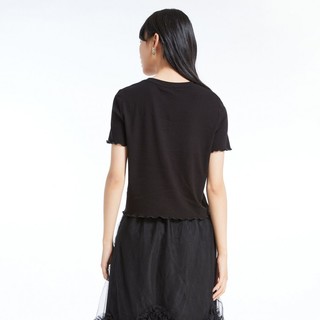 VERO MODA HIGH-T系列 女士圆领短袖T恤 322201088 黑色 XS