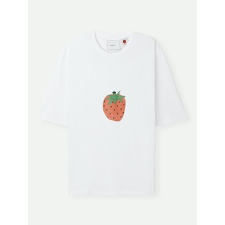8ON8 2021秋季男女同款草莓印花棉质混纺平纹布T恤NAP 白色 s