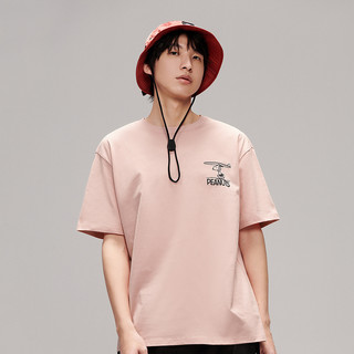 HLA 海澜之家 X 史努比 男女款圆领短袖T恤 HNTBJ2U427Y/EGL 粉色 XXXL