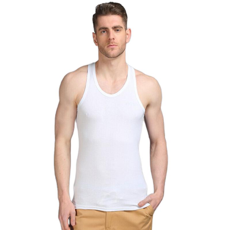 BONAS 宝娜斯 全棉男士背心 白1+浅麻灰1 XL