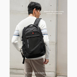 JINSHIWQ 双肩包男士大容量商务旅行包电脑背包时尚潮流初中高中大学生书包