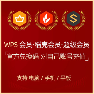 正版WPS超级会员 / WPS会员 / WPS稻壳会员 兑换码 月卡/年卡 PDF转Word WPS会员1年