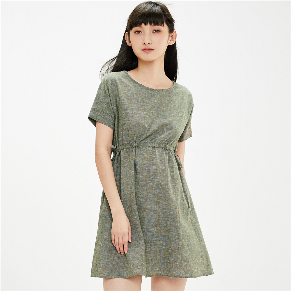 GIORDANO 佐丹奴 女士麻棉连衣裙 05461302