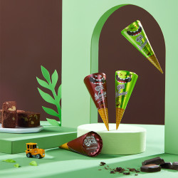 yili伊利巧乐兹小v筒布朗尼玄米茶混合口味冰淇淋迷你脆筒雪糕20克8支