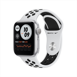 Apple 苹果 Watch Series 6智能手表 Nike GPS款 40毫米 银色铝金属表壳 白金配黑色运动表带 M00T3CH/A
