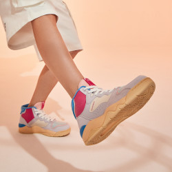 lining李宁女子篮球鞋女鞋子女休闲鞋女agbr082高帮时尚撞色情侣热销