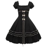 AD 鹿隐 Lolita洛丽塔 虞美人之夏 女士OP有袖连衣裙 黑色 S