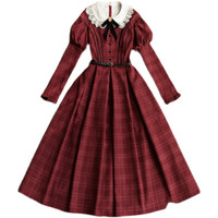 AD 鹿隐 Lolita洛丽塔 宝石书箱 女士OP有袖连衣裙 红色 M