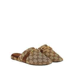 gucci古驰女士棕色印花包头平底鞋拖鞋