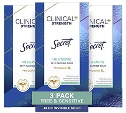 Secret Clinical 隐形固体止汗香体膏，无敏感，1.6 盎司，45克(3 件装) (包装可能有所不同)