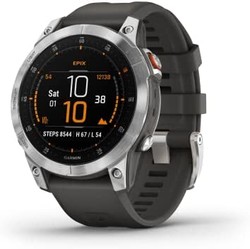 GARMIN 佳明 epix 2 高级主动智能手表 石板色和不锈钢硅胶表带 AMOLED 显示屏 黑色