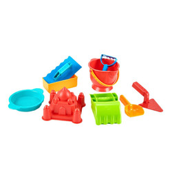 Hape 儿童玩具 宝宝沙滩戏水玩具桶挖沙软胶 套装  9件套