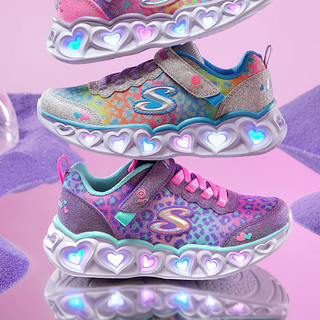 SKECHERS 斯凯奇 Love LIGHTS系列 HEART LIGHTS 女童休闲运动鞋 302145L/LVAQ 薰衣草色/浅绿色 30码