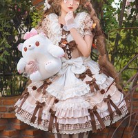 Puppets and Doll 古典玩偶 x萌芽熊 Lolita洛丽塔 小熊童子OP 浓浓巧克力