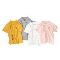 Minizone 夏季儿童宝宝短袖翻领POLO衫T恤上衣3-8岁 白色 100厘米