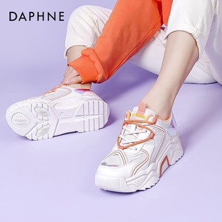 达芙妮（DAPHNE）女鞋老爹鞋女2022新款春秋韩版百搭运动鞋ins潮厚底休闲鞋跑步鞋 灰橙色 35 灰橙色 38