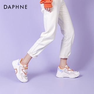 达芙妮（DAPHNE）女鞋老爹鞋女2022新款春秋韩版百搭运动鞋ins潮厚底休闲鞋跑步鞋 灰橙色 35 灰橙色 38