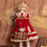 babyblue嬰兒藍 Lolita洛丽塔 皇家游乐园OP 酒红色