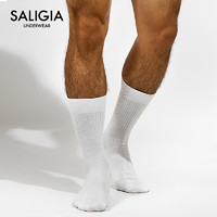 SALIGIA 撒利加经典质感系列男士罗纹长筒袜子黑白纯色吸汗性感4双