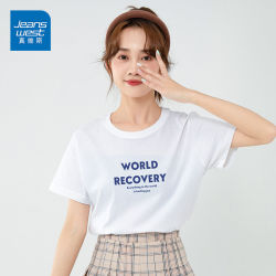 jeanswest真维斯粉色短袖t恤女夏季新款2022爆款韩版时尚百搭纯棉上衣