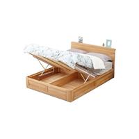 VISAWOOD 维莎原木 w0430-y 日式简约实木床 原木色 150*200cm 日字型箱体款