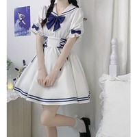 啦啦酱 JK制服 海盐绵冰 水手领绑带盛夏服 白色