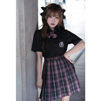放學後的制服馆 JK制服 CICF×AGF联名 短袖衬衫+格裙+领结 定制套装