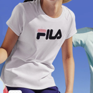 FILA 斐乐 Originale系列 K62G511101FWT 女童针织短袖衫 标准白 110cm