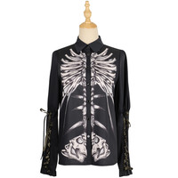 YINGLUOFU 樱洛芙 Lolita洛丽塔 哥特风 黑色童话 女士衬衫 L20J220252 黑色 L