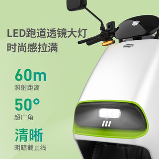 绿源 电动摩托车s10新款超长续航成人运动踏板时尚高端代步摩托车 光纤白绿-智能版