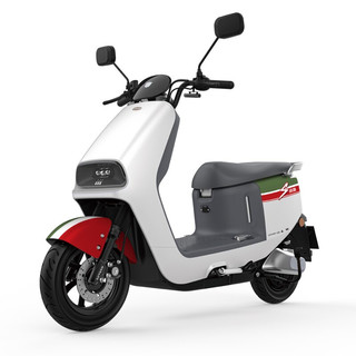 绿源 电动摩托车s10新款超长续航成人运动踏板时尚高端代步摩托车 光纤白绿-智能版