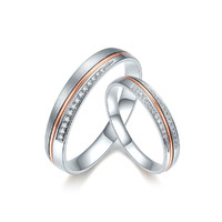 周六福 母亲节礼物双色18K钻石戒指金戒指简约时尚情侣对戒钻石