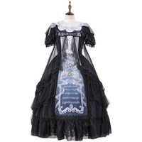 NIKKI TOMORROW 十二月暖暖 Lolita洛丽塔 软妹风 甜梦摇篮曲 女士OP有袖连衣裙 Y05416 绀色 L