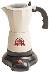 Bestron 电动浓缩咖啡机,带底座,复古,6 个浓缩咖啡杯,480 W,铝,米色