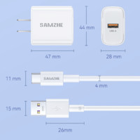 SAMZHE 山泽 TC125 5A超级快充头+Type-C数据线 1m