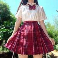 水青野jk原创设计 樱赤高校 JK制服 女士百褶格裙 45CM
