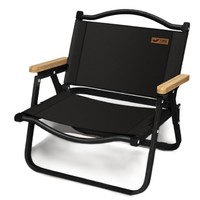 午憩宝 户外折叠椅 黑色 中号 黑色椅架 树脂扶手款
