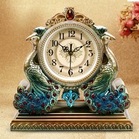 巴科达 欧式创意时钟客厅座钟时尚静音卧室台钟摆件家用石英钟表