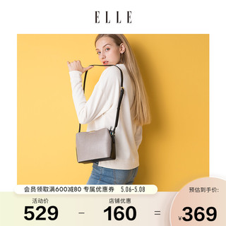 ELLE 她 女包年新款水桶包90142时尚简约拼色方形水桶包单肩包斜跨包