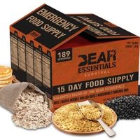 Bear Essentials Survival | 15 Day Emergency Food Supply |189 Servings | 30,260 Calories | 25 Year Shelf Life | Non Perishable