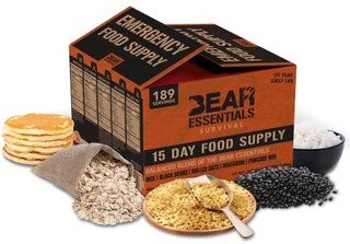 Bear Essentials Survival | 15 Day Emergency Food Supply |189 Servings | 30,260 Calories | 25 Year Shelf Life | Non Perishable