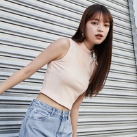 VERO MODA 2021春夏新款女团风无袖弹力字母印花短上衣|321203004