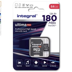 Integral 64GB Micro SD储存卡，读取速度 180MB/s ，写入速度 150MB/s，MicroSDXC A2 C10 U3 UHS-I 180-V30