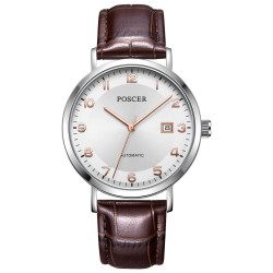 poscer宝时捷简约休闲精钢防水自动机械男表机械表男士手表