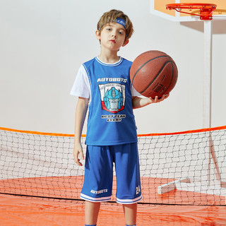 Ebcastle 一贝皇城 童装男童运动套装2022夏季新款儿童短袖短裤两件套篮球服